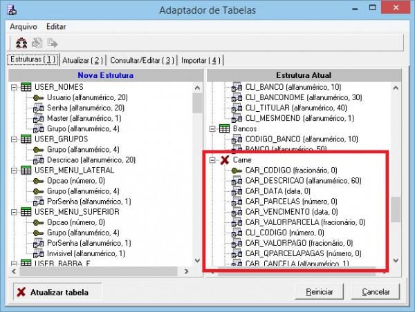 Instalando e atualizando o Super Carnê - Adaptador de tabelas - Estruturas