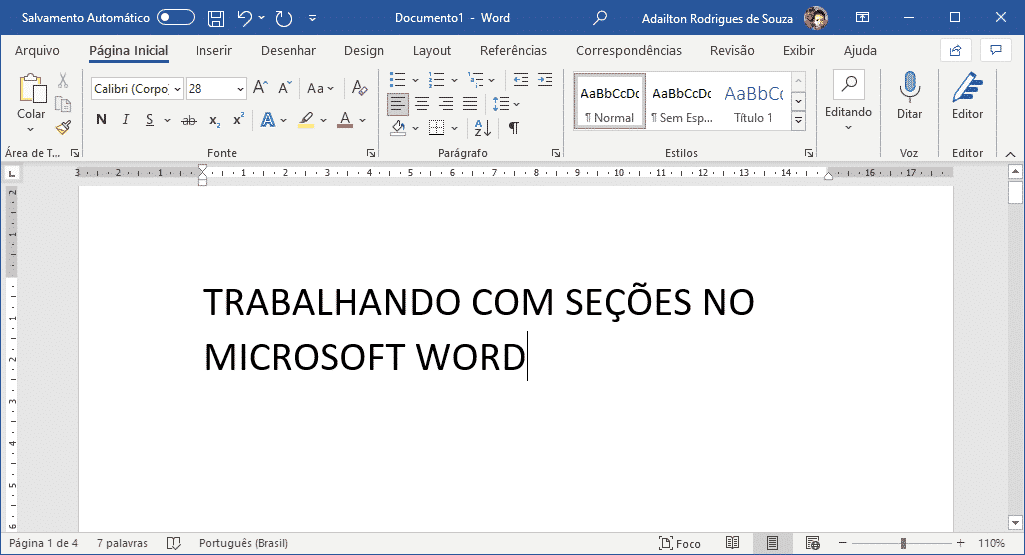 Trabalhando com seções no Word