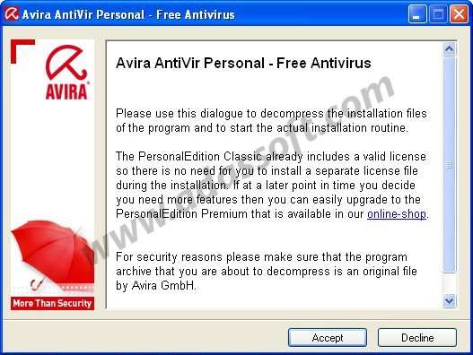 AVIRA ANTIVIR PERSONAL FREE ANTIVIRUS SCARICARE