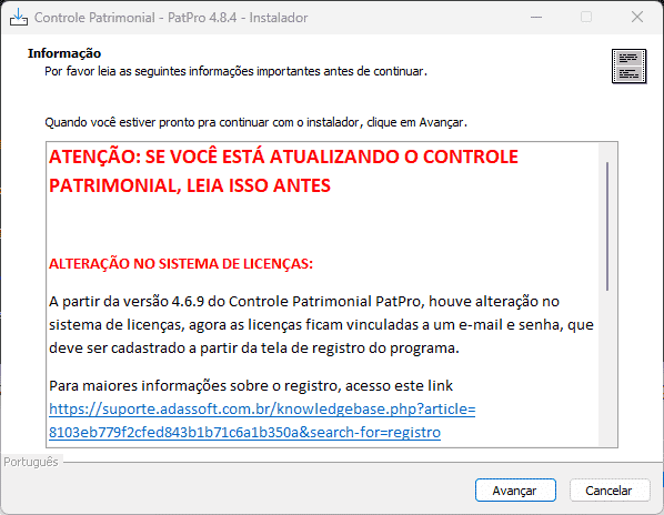 Download Super Carnê - Instalação completa 13 Como instalar controle patrimonial pat pro - tela de informação
