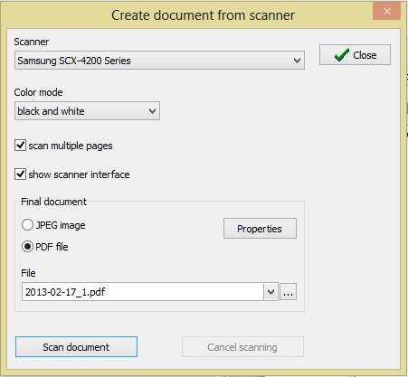 create document from scanner